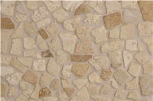 Pieces Of Light, Medium and Noche Travertine Mosiac Broken Biscuit