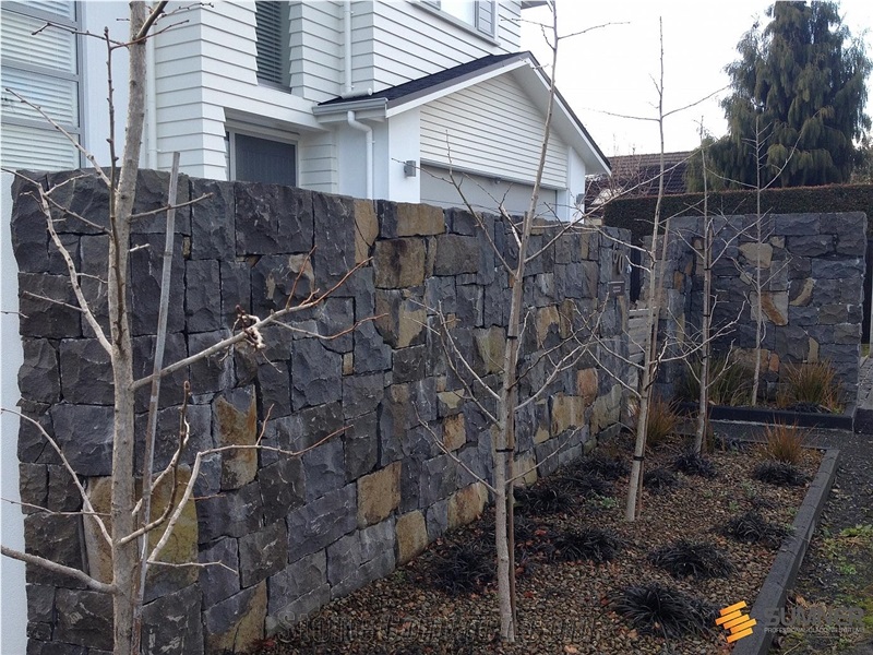 Bluestone Series Milton Shelling Kohi Residential Exterior Mitred Corners Stone Walls