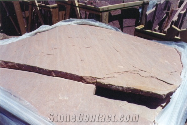 Colorado Peach Sandstone Thin Flat Flagstone Slabs, Colorado Red Sandstone Flagstone