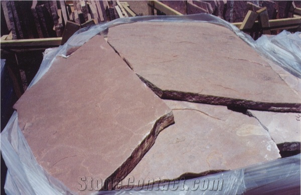 Colorado Peach Sandstone Thin Flat Flagstone Slabs, Colorado Red Sandstone Flagstone