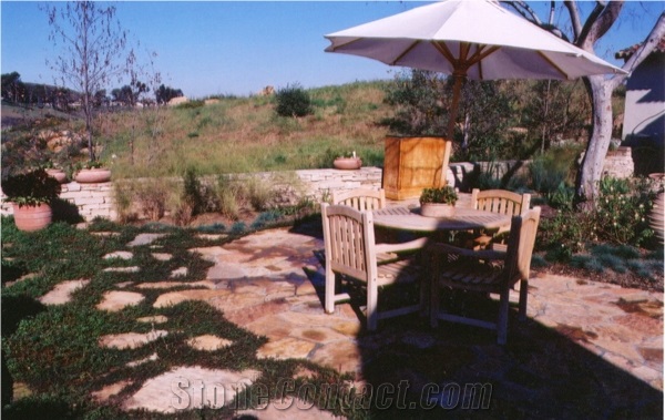Sonoran Gold Quartzite Flagstone Patio, Yellow Quartzite Flagstone Patio