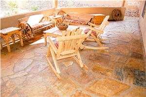 Sonoran Gold Quartzite Flagstone Patio, Yellow Quartzite Flagstone Patio
