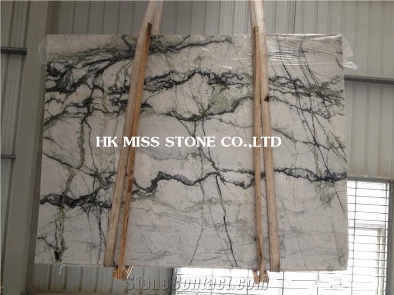 Clivia White Marble with Green Veins, Polished White Marble Tiles & Slabs, China White Marble for Interior & Exterior Decoration,Good Design Steps & Staircase,Bush Lily