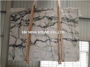 Clivia White Marble with Green Veins, Polished White Marble Tiles & Slabs, China White Marble for Interior & Exterior Decoration,Good Design Steps & Staircase,Bush Lily