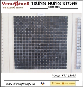 15*15 Black Marble Polished Mosaic Tiles