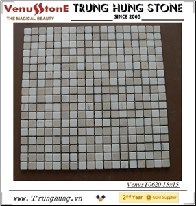 15*15 Crema Marfil Mixed Tumbled Marble Mosaic Tiles