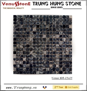 15*15 Eddy Black Polished Marble Mosaic Tiles