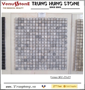 15*15 Light Grey Panther Polished Marble Mosaic Tiles