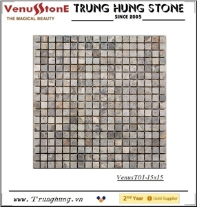 15*15 Light Grey Panther Tumbled Marble Mosaic Tiles