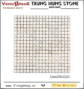 15*15 Milky White Tumbled Marble Mosaic Tiles