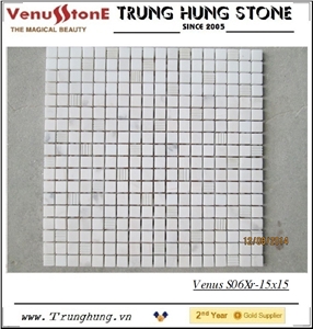 15*15 White Split Face Marble Mosaic Tiles