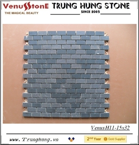 15*32 Black Honed Marble Mosaic Tiles