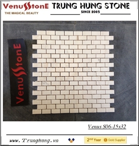 15*32 Milky White Polished Marble Mosaic Tiles