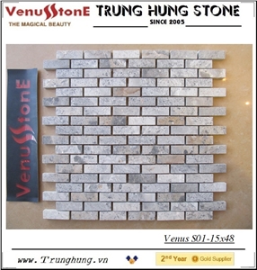 15*48 Light Grey Panther Polished Marble Mosaic Tiles