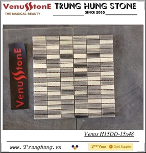 15*48 Light Grey Pure White Honed Marble Mosaic Tiles