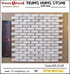 15*48 Milky White Polished Marble Mosaic Tiles