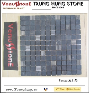 23*23 Black Split Face Marble Mosaic Tiles