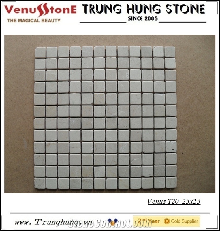 23*23 Crema Marfil Tumbled Marble Mosaic Tiles