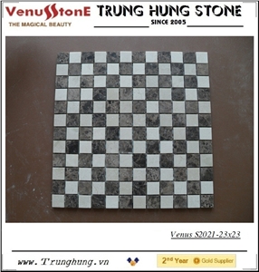 23*23 Dark Emperador Mixed Polished Marble Mosaic Tiles