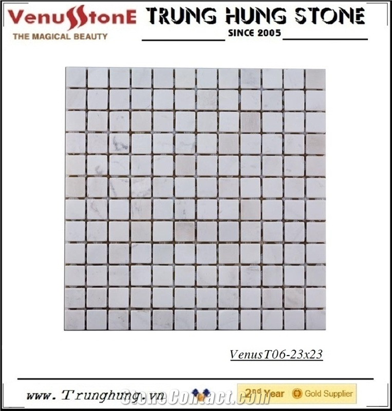 23*23 Milky White Tumbled Marble Mosaic Tiles