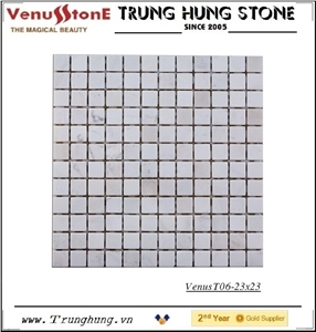 23*23 Milky White Tumbled Marble Mosaic Tiles
