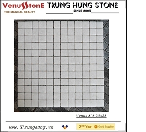 23*23 Pure White Polished Marble Mosaic Tiles
