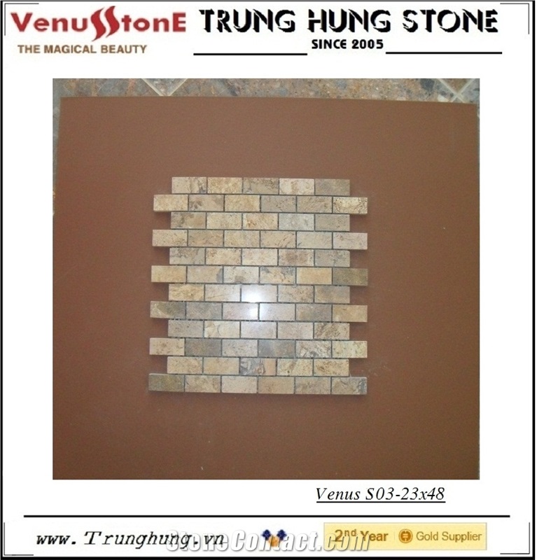 23*48 Beige Carpet Polished Marble Mosaic Tiles