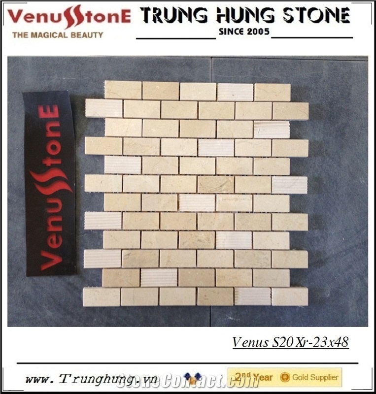 23*48 Crema Marfil Split Face Marble Mosaic Tiles