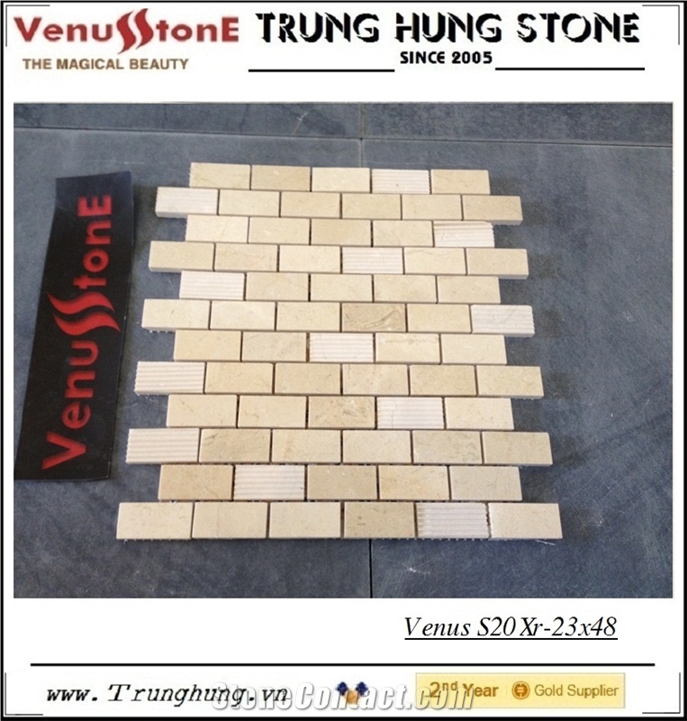 23*48 Crema Marfil Split Face Marble Mosaic Tiles