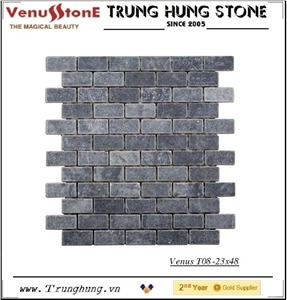 23*48 Eddy Black Tumbled Marble Mosaic Tiles