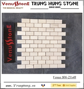 23*48 White Split Face Marble Mosaic Tiles