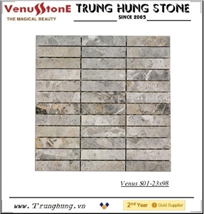 23*98 Light Grey Panther Polished Marble Mosaic Tiles