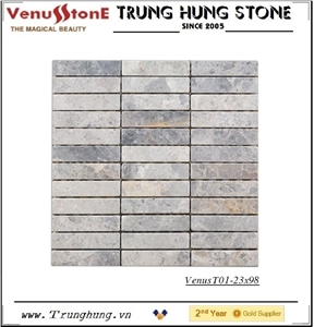 23*98 Light Grey Panther Tumbled Marble Mosaic Tiles