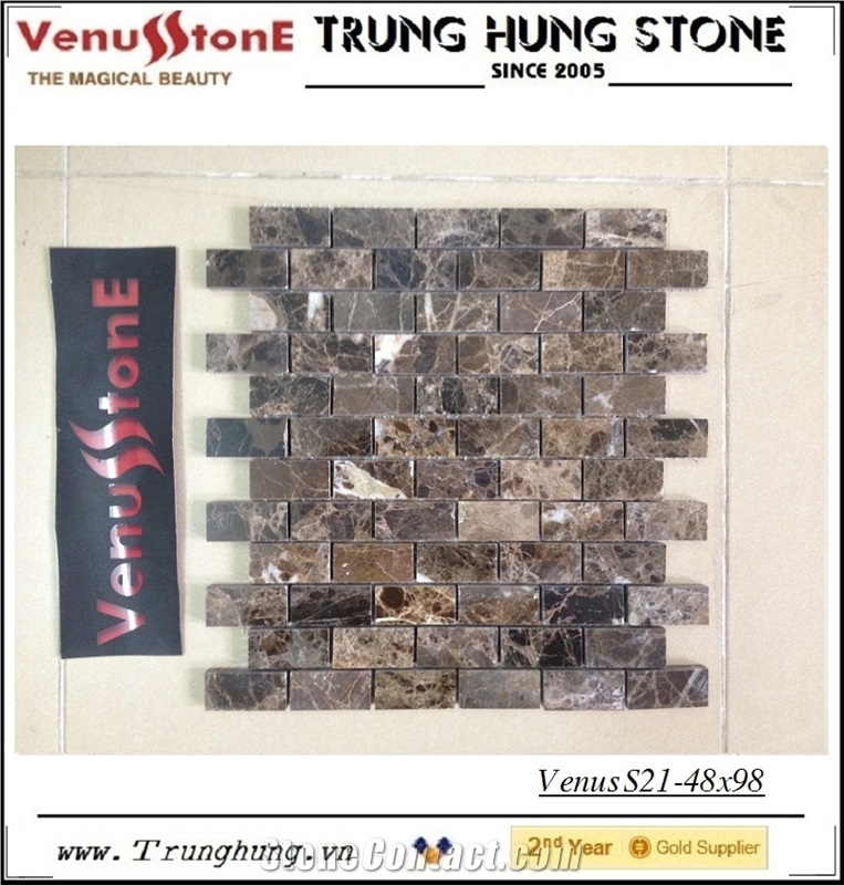 23*48 Dark Emperador Polished Marble Mosaic Tiles