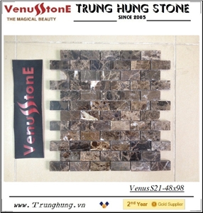 23*48 Dark Emperador Polished Marble Mosaic Tiles
