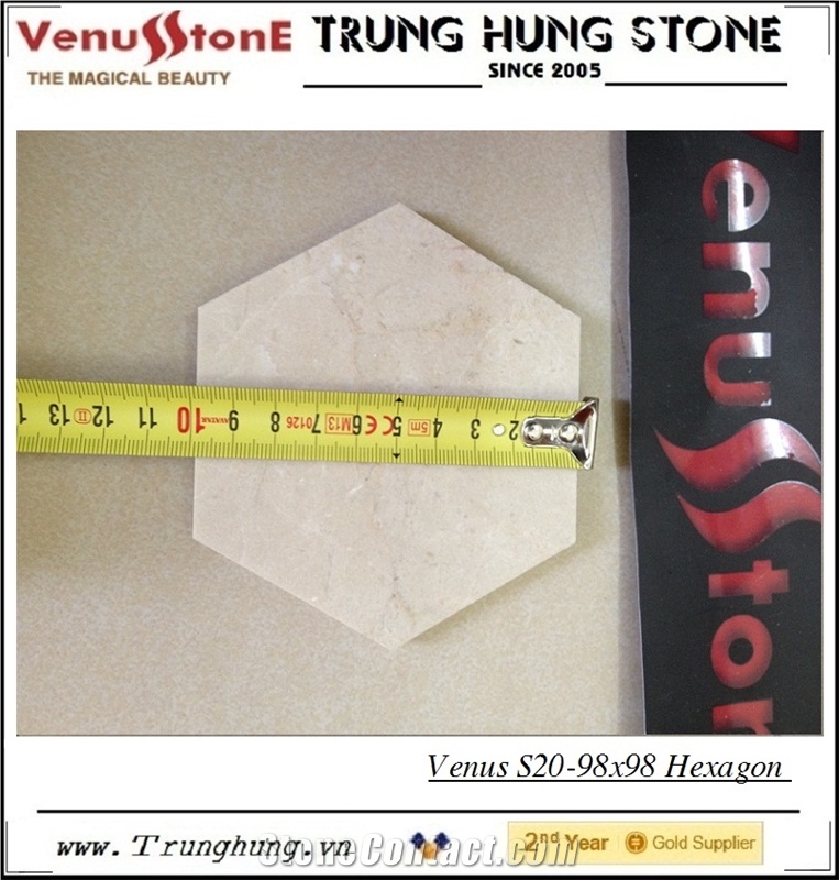38.58'' Crema Marfil Hexagon Marble Mosaic Tile Polished