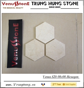 38.58'' Crema Marfil Hexagon Marble Mosaic Tile Polished