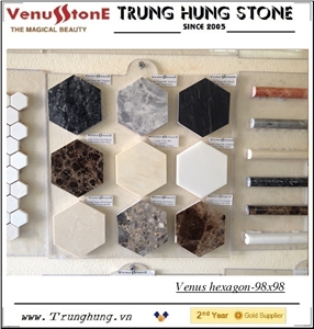 38.58'' Crema Marfil Hexagon Marble Mosaic Tile Polished