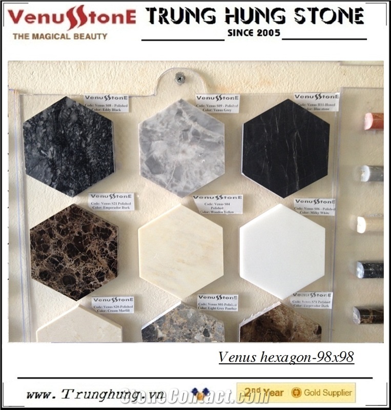 38.58'' Crema Marfil Hexagon Marble Mosaic Tile Polished