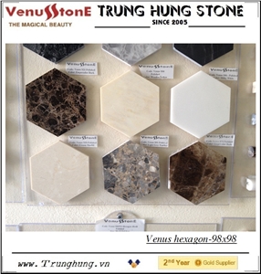 38.58'' Crema Marfil Hexagon Marble Mosaic Tile Polished