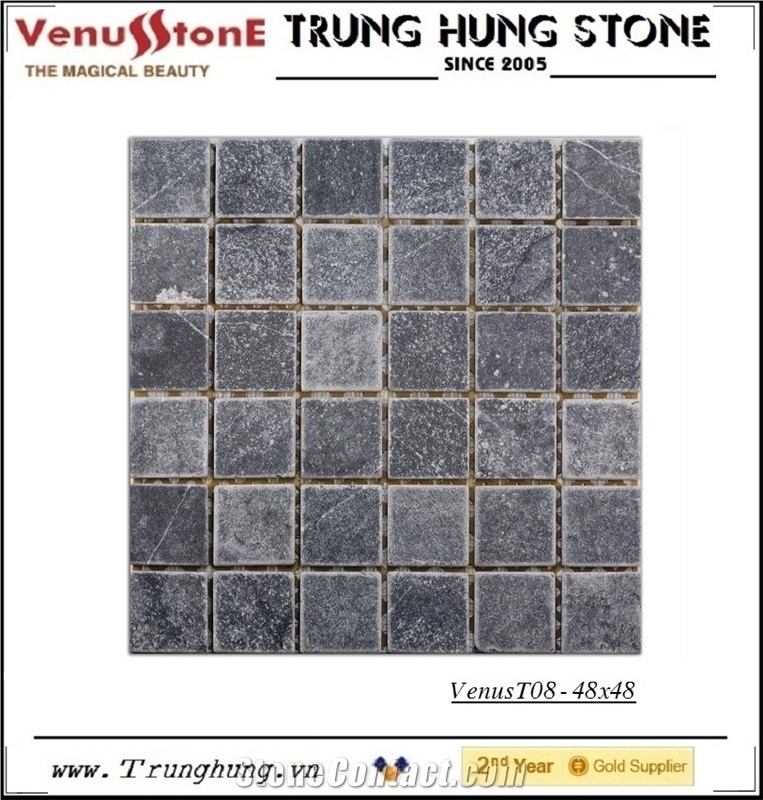 48*48 Eddy Black Tumbled Marble Mosaic Tiles