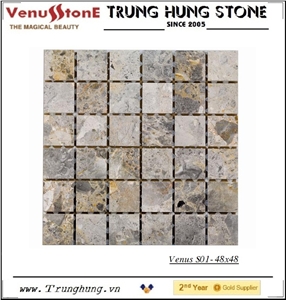 48*48 Light Grey Panther Polished Marble Mosaic Tiles