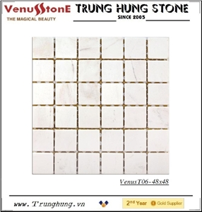 48*48 Milky White Tumbled Marble Mosaic Tiles