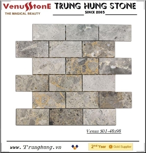 48*98 Light Grey Panther Polished Marble Mosaic Tiles