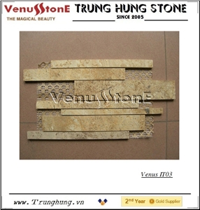 Beige Carpet Interlocking Mosaic Marble Stone Tile for Floor