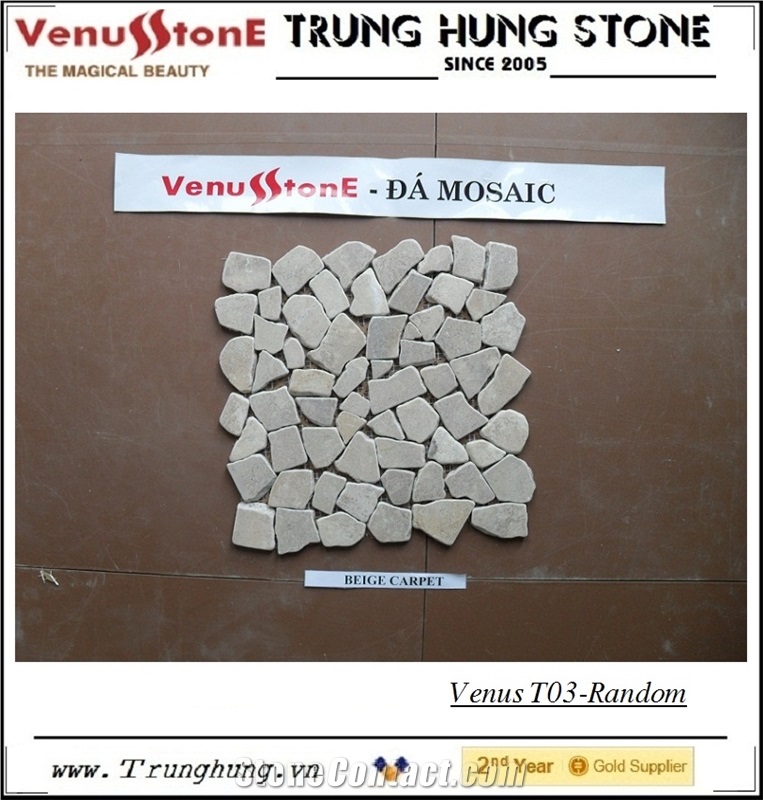Beige Carpet Random Marble Mosaic Tiles - Crazy Cut