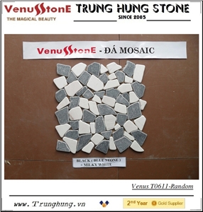 Black and Milk White Marble Color Random Marble Mosaic Tiles - Crazy Cut