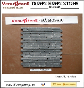 Black Broken Edge Marble Mosaic Tiles, Vietnam Black Marble Mosaic