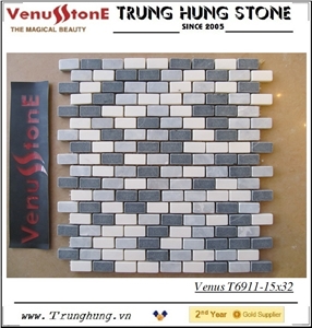 Black Grey White Tumbled Marble Mosaic Tiles