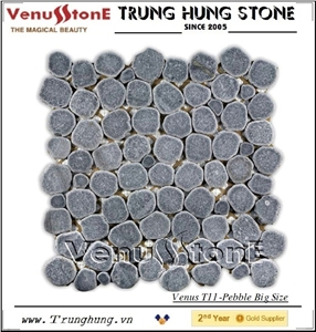 Black Marble Pebble Mosaic - Big Size, Blue Stone Black Marble Pebble Mosaic